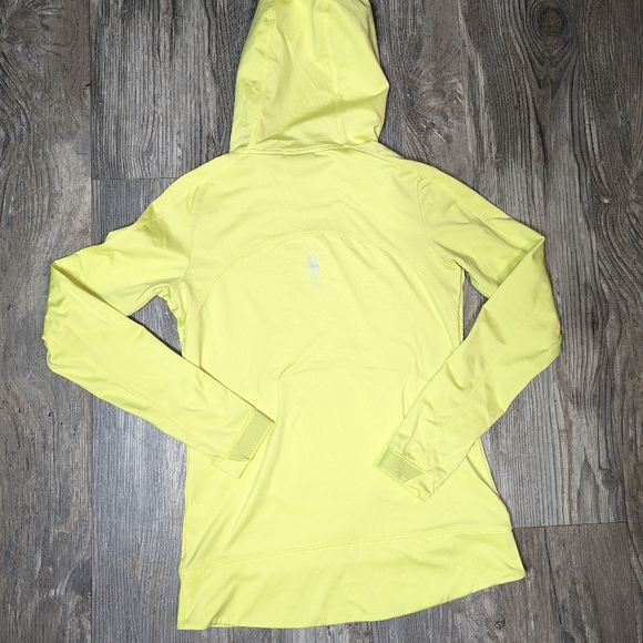 Athleta womens activewear pullover hood long sleeve neon yellow Sz S - Picture 5 of 7
